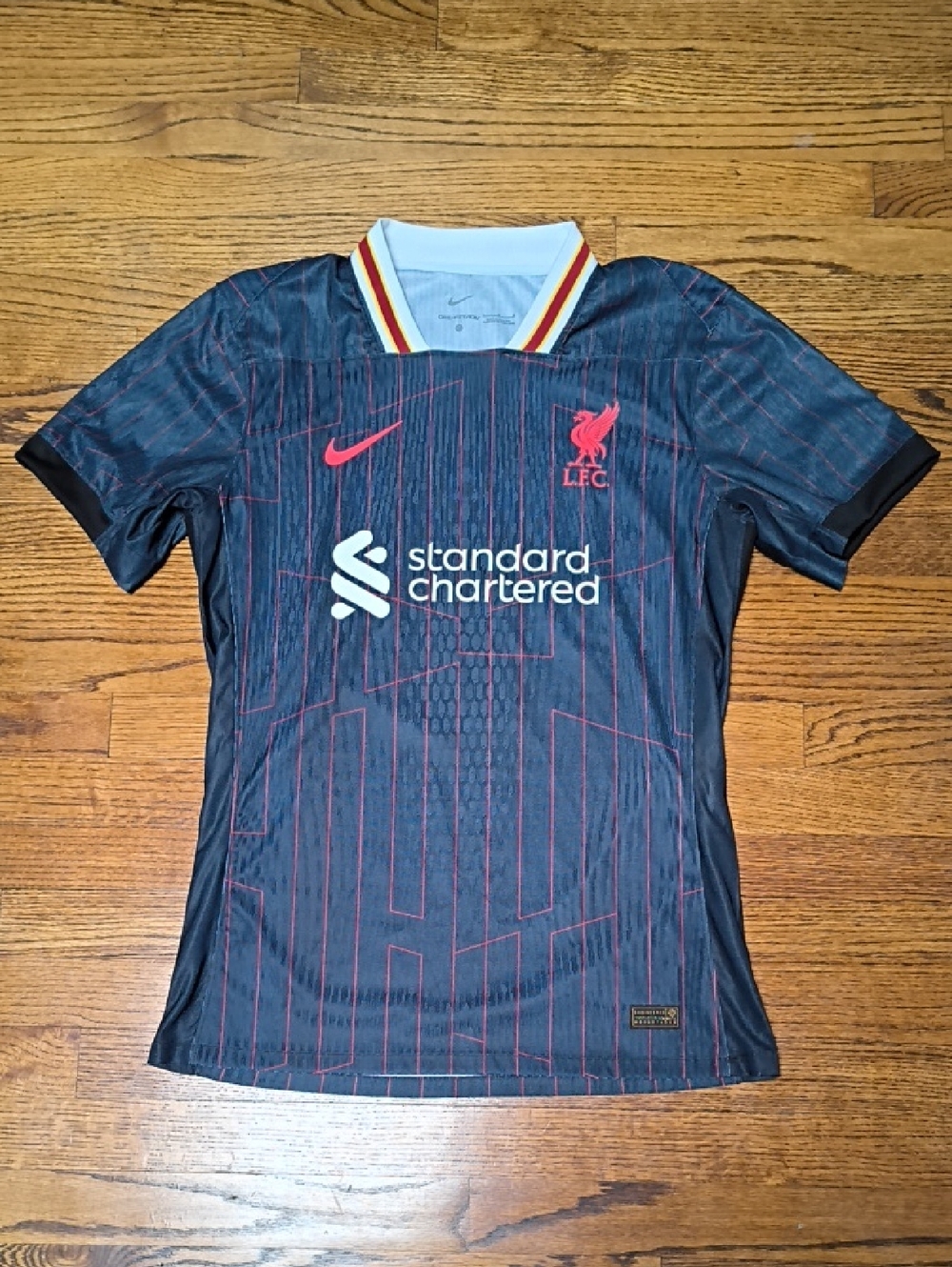 Nike Liverpool FC Dark Navy Blue and Red Away Soccer Jersey
